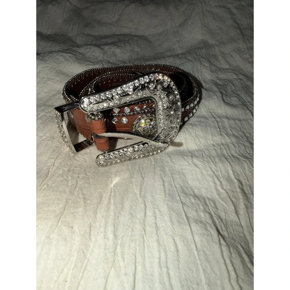 Blazin Roxx Women's Brown Croc Print Rhinestone Western Belt N3512002
